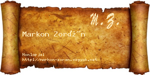 Markon Zorán névjegykártya